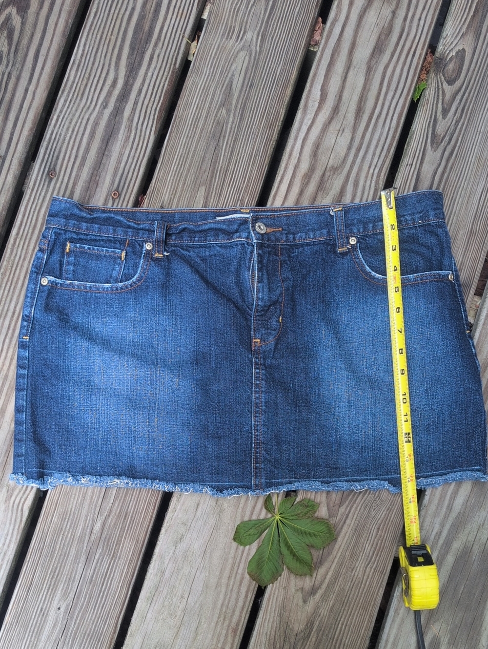 Old Navy Dark Blue Denim Mini Skirt with Raw Hem